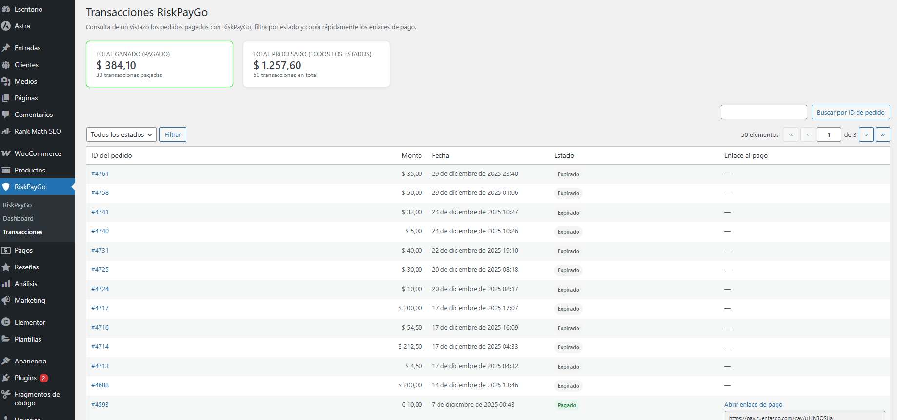 Plugin pasarela de pago para Woocommerce